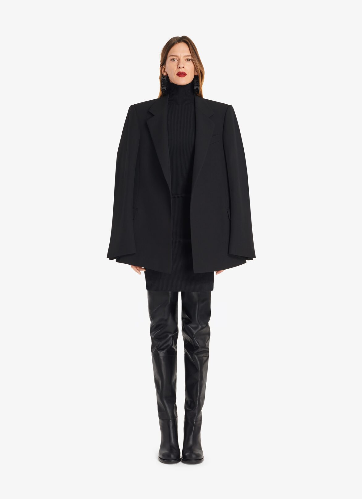 Double-Breasted wool gabardine blazer ALAÏA BLACK DOUBLE-BREASTED WOOL GABARDINE BLAZER